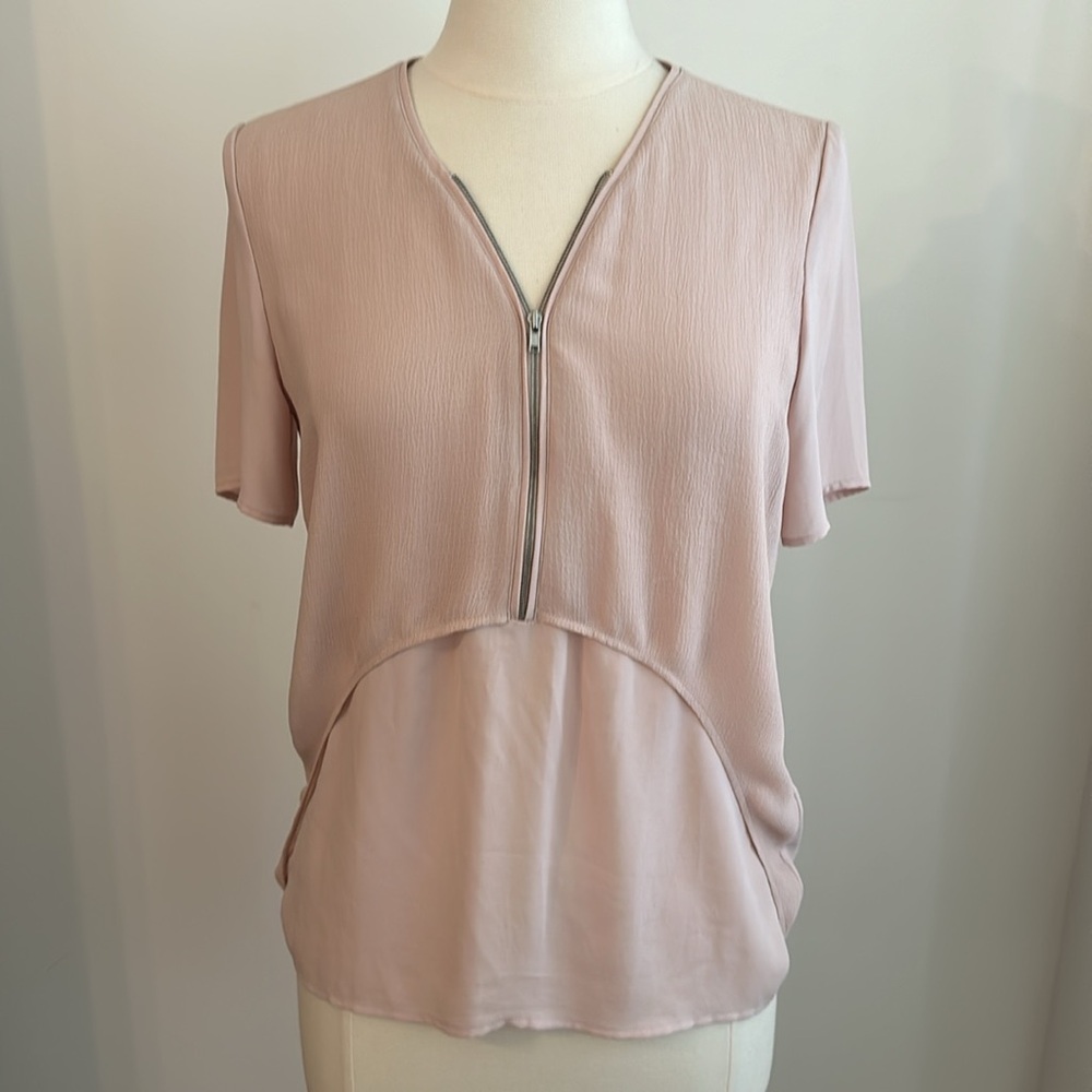 🌸  The Kooples Blush Nude Zipper Blouse S / M